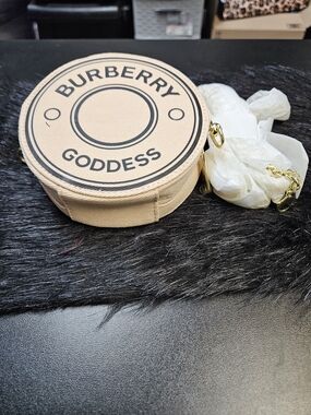 Burberry Beige 'Goddess' Round Crossbody with Gold Chain